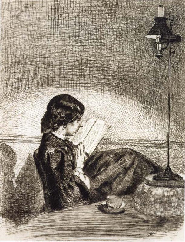 James Abbott McNeil Whistler Reading by Lamplight oil painting picture